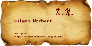 Kulman Norbert névjegykártya
